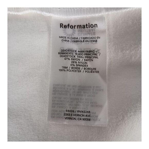Reformation Dress Bodycon Long Maxi Short Sleeve White Women's 6 - Picture 6 of 6